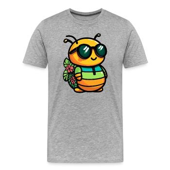Worm Comic Holiday - T-shirt bio Premium Homme - gris chiné - Devant - Damien (186cm)