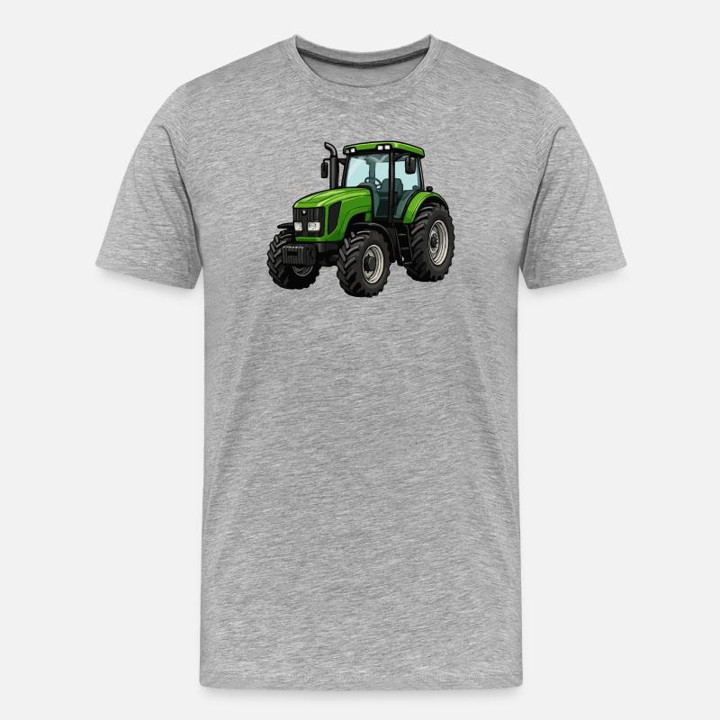 Grüner Traktor Kraftvoll Design - Männer Premium Bio T-Shirt - Grau meliert
