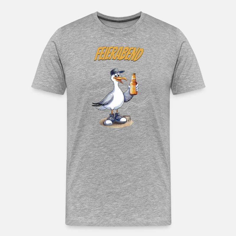 Feierabend Möwe Bierlustig Spruch - T-shirt bio Premium Homme - gris chiné