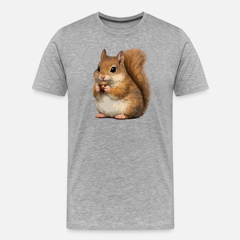 Eichhörnchen mit Eichel - Männer Premium Bio T-Shirt - Grau meliert
