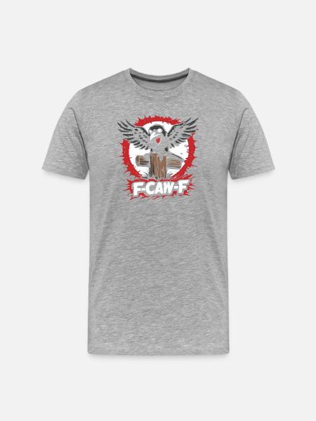 F-Caw-F Raven on Tree Trunk - Men's Premium Organic T-Shirt - heather grey