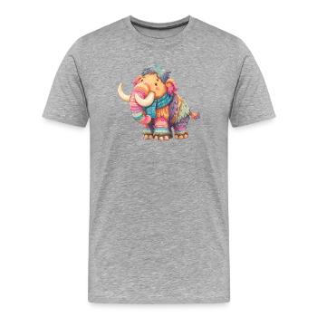 Buntmammut mit Schal - Männer Premium Bio T-Shirt - Grau meliert - Vorne - Damien (186cm)