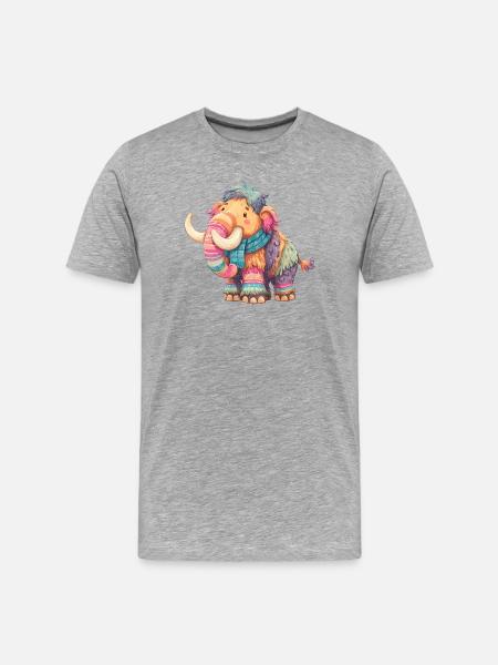 Buntmammut mit Schal - Männer Premium Bio T-Shirt - Grau meliert