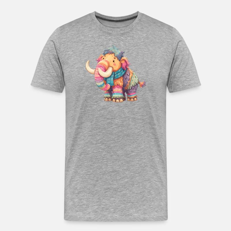 Buntmammut mit Schal - Männer Premium Bio T-Shirt - Grau meliert