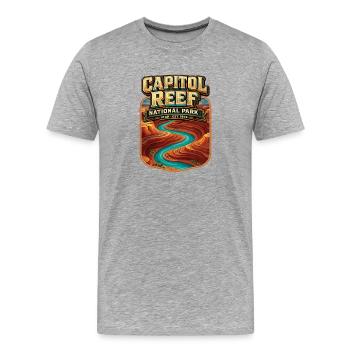 Capitol Reef National Park Vintage Poster Utah - Männer Premium Bio T-Shirt - Grau meliert - Vorne - Damien (186cm)