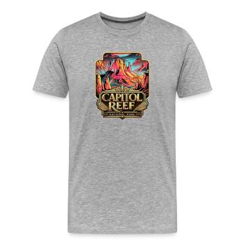 Capitol Reef Neon-Wüstenlandschaft - Männer Premium Bio T-Shirt - Grau meliert - Vorne - Damien (186cm)