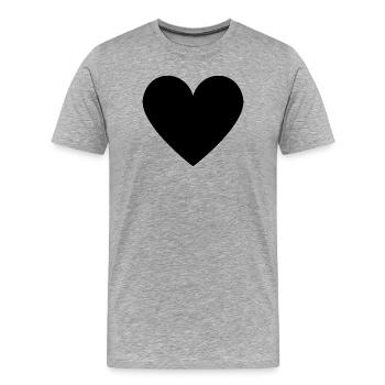 schwarzes Herz - minimalistischer Look - Männer Premium Bio T-Shirt - Grau meliert - Vorne - Damien (186cm)