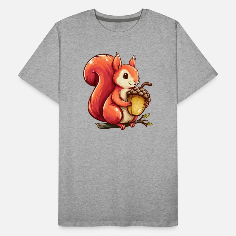 Kuscheliges Eichhörnchen mit Eichel Männer Premium Bio T-Shirt