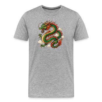 Drache China Mythos - Männer Premium Bio T-Shirt - Grau meliert - Vorne - Damien (186cm)