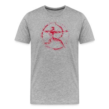 Arc runique rouge en cercle - T-shirt bio Premium Homme - gris chiné - Devant - Damien (186cm)