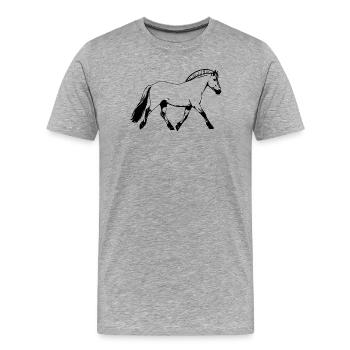 Élégant cheval de fjord au trot, poney norvégien - T-shirt bio Premium Homme - gris chiné - Devant - Damien (186cm)