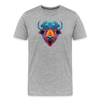 Bison - Männer Premium Bio T-Shirt - Grau meliert - Vorne - Damien (186cm)