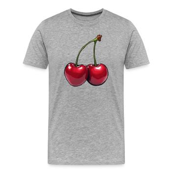 Cherries - Men's Premium Organic T-Shirt - heather grey - Front - Damien (186cm)