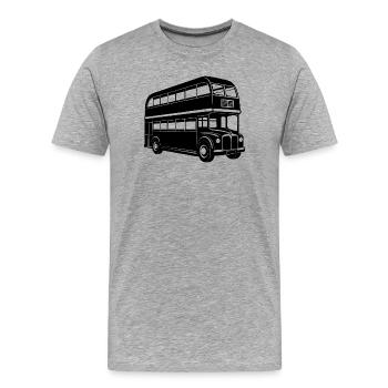 Bus londonien - T-shirt bio Premium Homme - gris chiné - Devant - Damien (186cm)