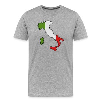 Carte de l’Italie - T-shirt bio Premium Homme - gris chiné - Devant - Damien (186cm)