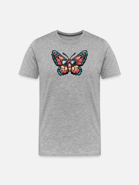 Schmetterling Comic Urlaub - Männer Premium Bio T-Shirt - Grau meliert