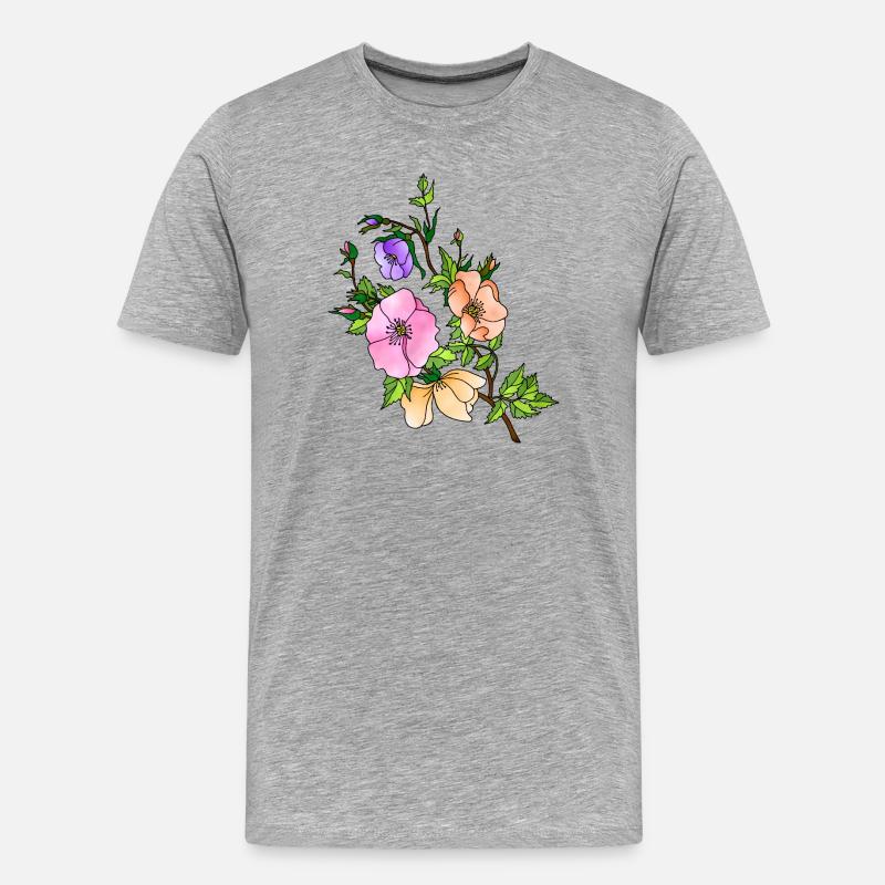Blumen - Männer Premium Bio T-Shirt - Grau meliert