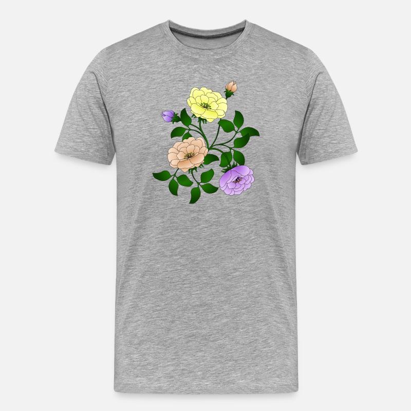 Blumen - Männer Premium Bio T-Shirt - Grau meliert