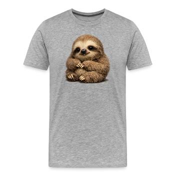 Peluche de paresseux tendre - T-shirt bio Premium Homme - gris chiné - Devant - Damien (186cm)