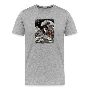 Ukiyo-e Baby Monkey Punch - Männer Premium Bio T-Shirt - Grau meliert - Vorne - Damien (186cm)