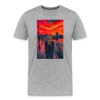 Extraterrestre du ciel rouge sur la promenade - T-shirt bio Premium Homme - gris chiné - Devant - Damien (186cm)
