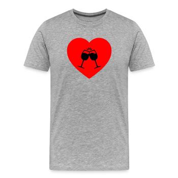 Wein - Männer Premium Bio T-Shirt - Grau meliert - Vorne - Damien (186cm)