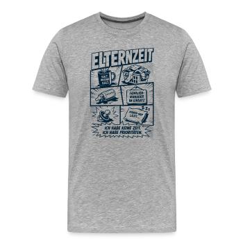 Elternzeit Prioritäten Manager - Männer Premium Bio T-Shirt - Grau meliert - Vorne - Damien (186cm)