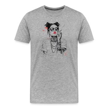 Reine Girl Noir aux Lèvres Rouges - T-shirt bio Premium Homme - gris chiné - Devant - Damien (186cm)