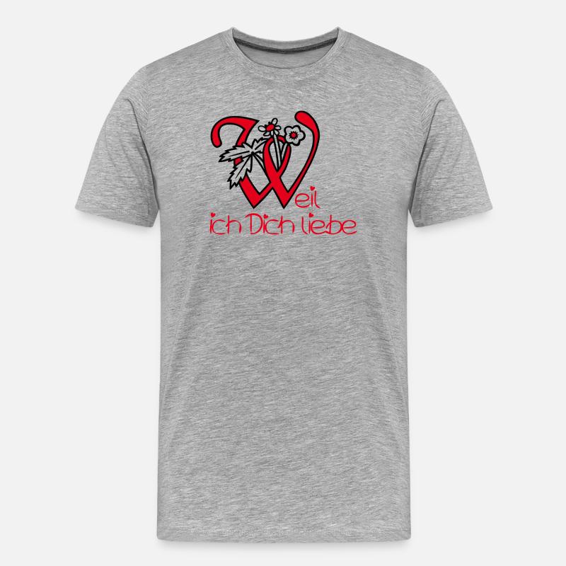 Weil ich Dich liebe  - Männer Premium Bio T-Shirt - Grau meliert