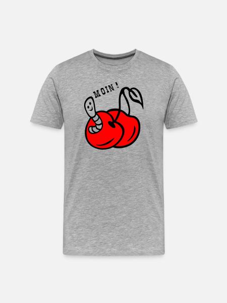 Cherries with worm - Men's Premium Organic T-Shirt - heather grey