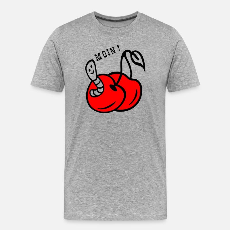 Kirschen mit Wurm - Männer Premium Bio T-Shirt - Grau meliert