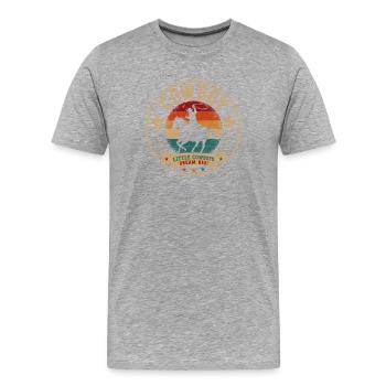 Vintage Cowboy Child Motif Horse - Men's Premium Organic T-Shirt - heather grey - Front - Damien (186cm)