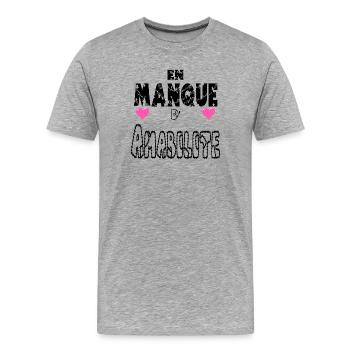  En Manque d'Amabilité - T-shirt bio Premium Homme - gris chiné - Devant - Damien (186cm)