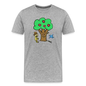 Pommier Arbre Ours en peluche Enfant d’été - T-shirt bio Premium Homme - gris chiné - Devant - Damien (186cm)