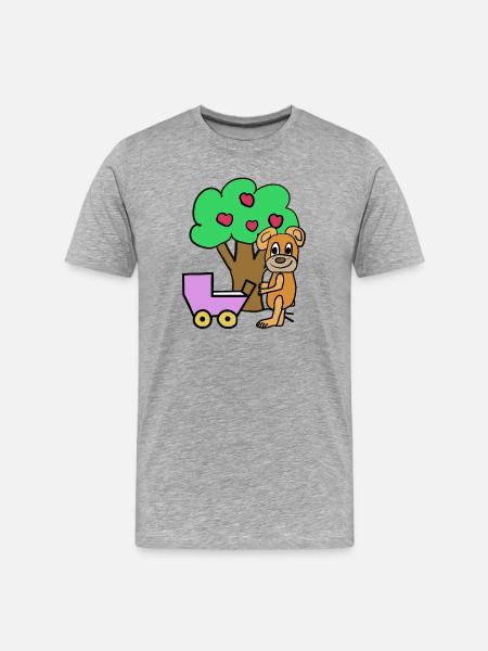 Maman en peluche Bébé Bébé Ours - T-shirt bio Premium Homme - gris chiné