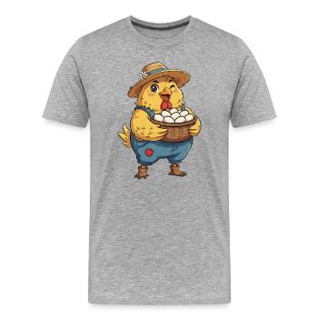 Küken im Eierkorb auf dem Bauernhof - Männer Premium Bio T-Shirt - Grau meliert - Vorne - Damien (186cm)
