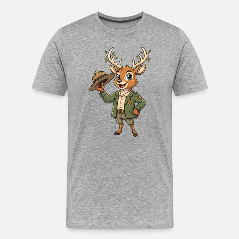 Waldpfad Ranger Reh - Männer Premium Bio T-Shirt - Grau meliert