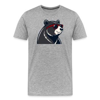 Ours Lunettes Rouges Cartoon - T-shirt bio Premium Homme - gris chiné - Devant - Damien (186cm)