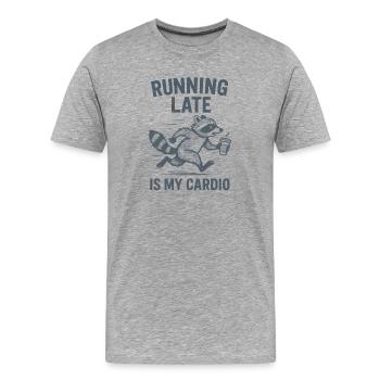 Zu spät dran | Laufhumor Cardio - Männer Premium Bio T-Shirt - Grau meliert - Vorne - Damien (186cm)