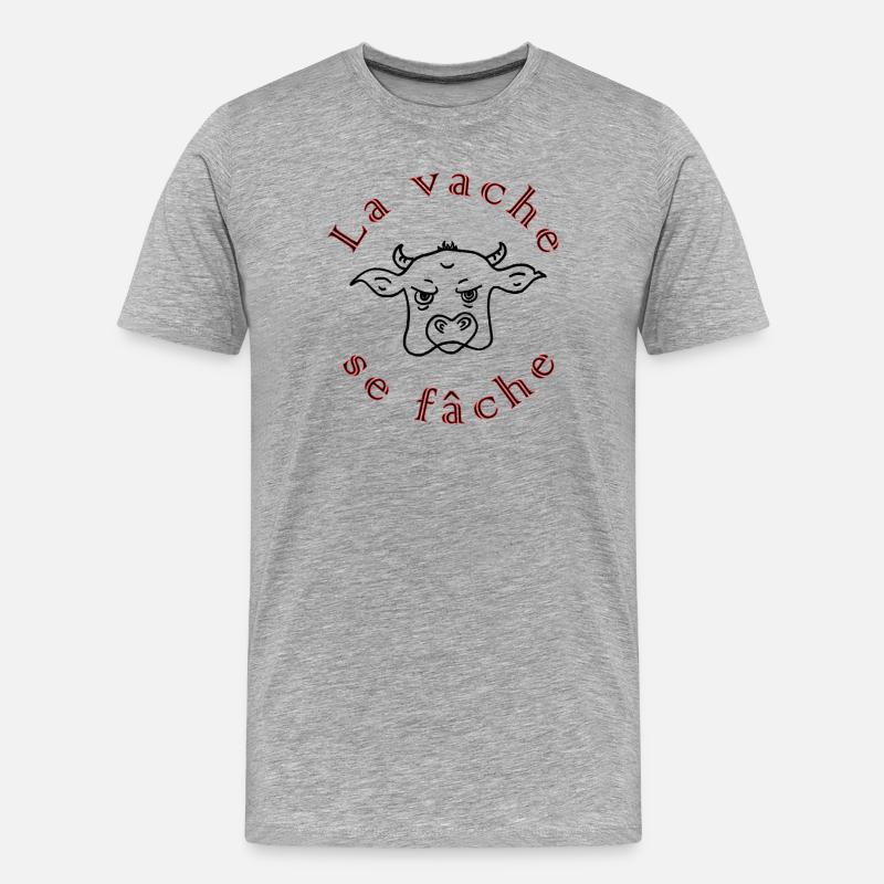 Die Kuh wird wütend schwarz - Männer Premium Bio T-Shirt - Grau meliert