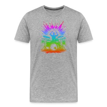 Rainbow Drum Splash - Men's Premium Organic T-Shirt - heather grey - Front - Damien (186cm)
