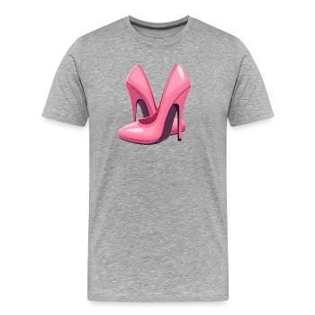 High Heels Schuhe - Männer Premium Bio T-Shirt - Grau meliert - Vorne - Damien (186cm)