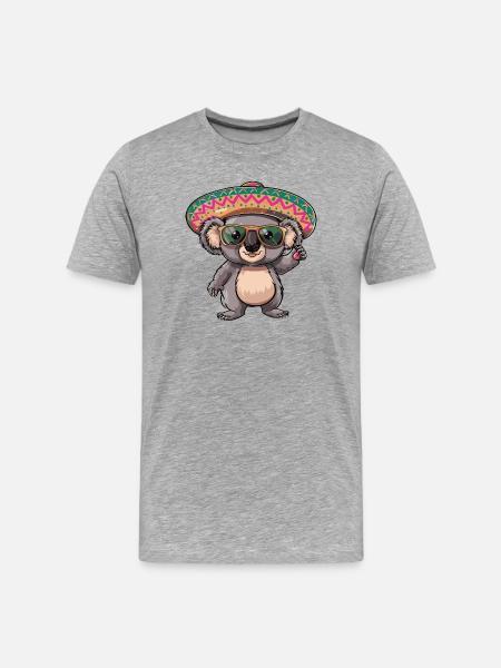 Koala Comic Funny Sombrero - Men's Premium Organic T-Shirt - heather grey