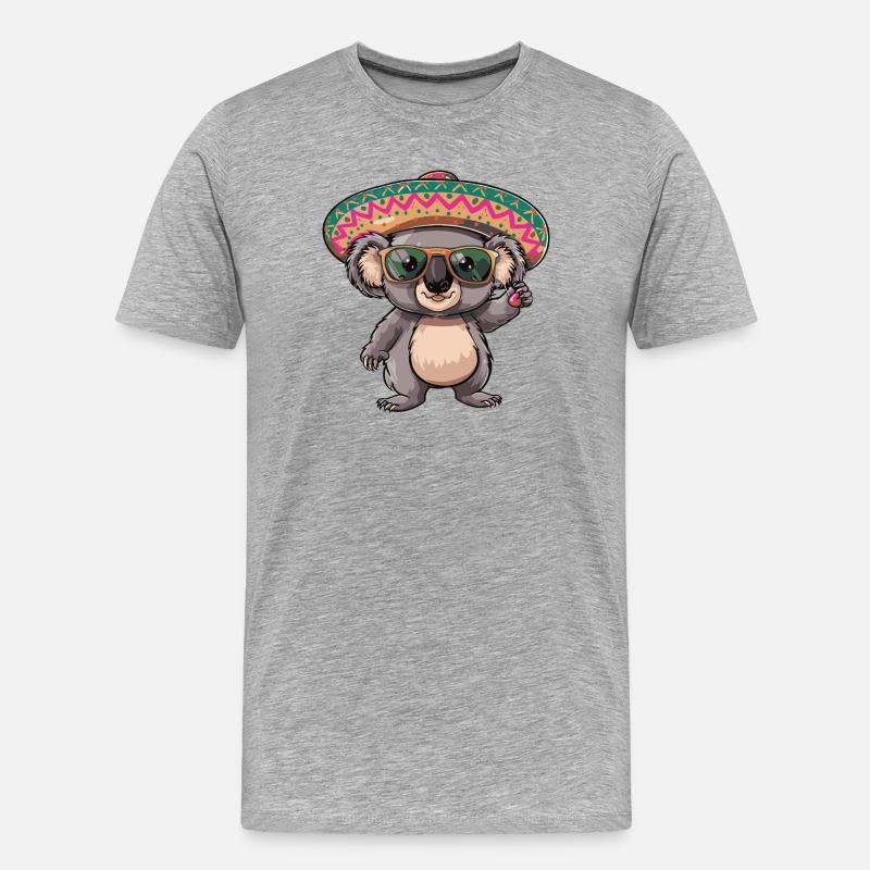 Koala Comic Lustig Sombrero - Männer Premium Bio T-Shirt - Grau meliert