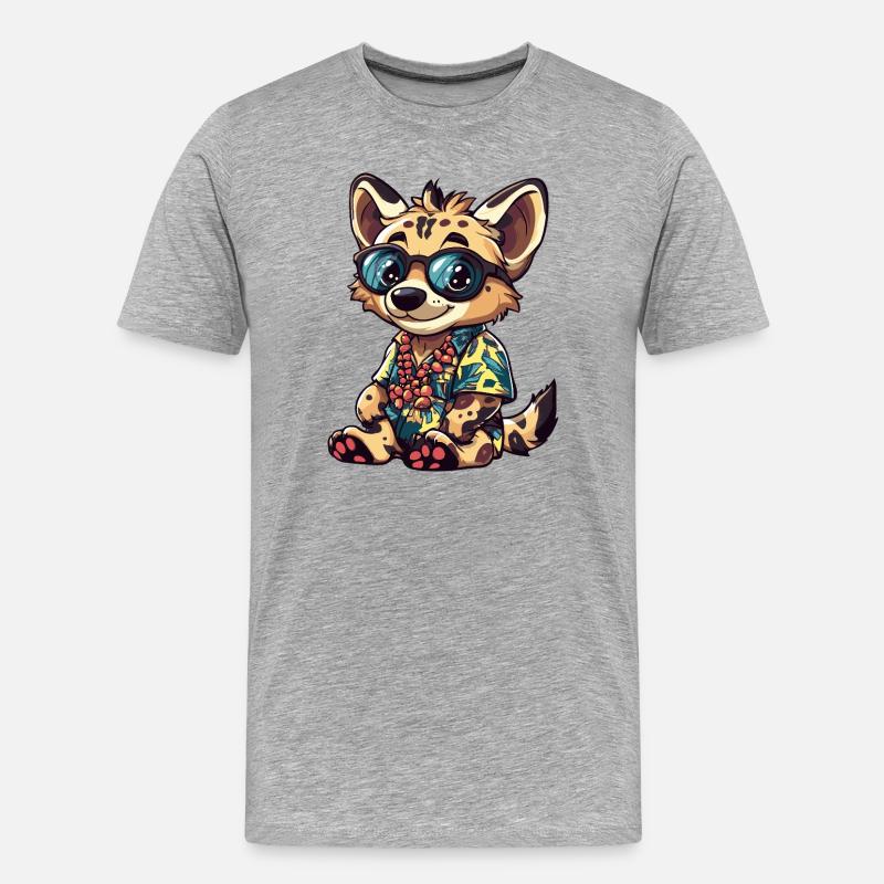Hyäne Comic Urlaub - Männer Premium Bio T-Shirt - Grau meliert