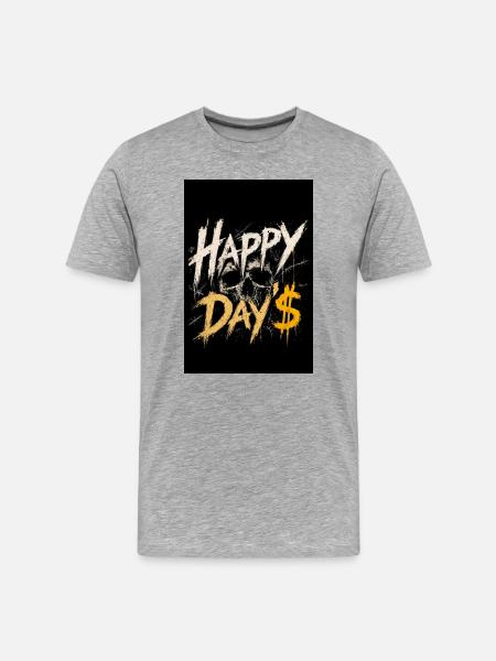 Grunge Skull Happy Day$ design - Men's Premium Organic T-Shirt - heather grey