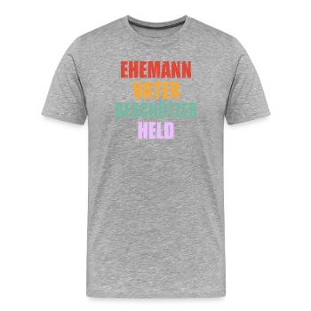 Fête des pères Grill Maître Papa Mari Hommes - T-shirt bio Premium Homme - gris chiné - Devant - Damien (186cm)