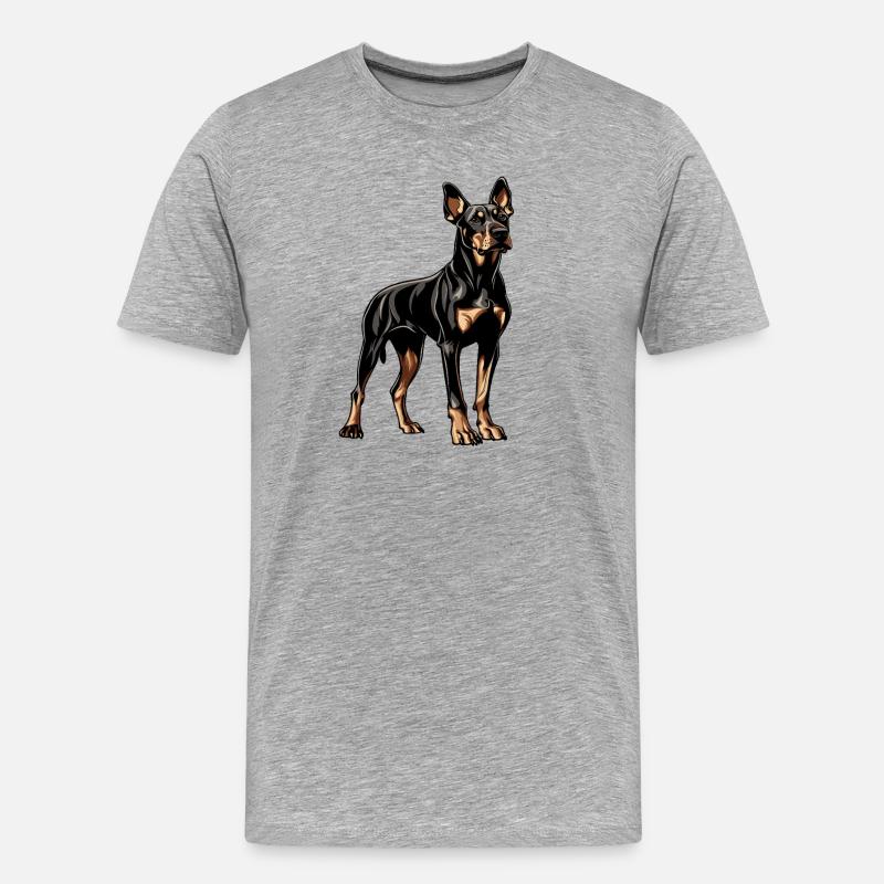 Dobermann - Männer Premium Bio T-Shirt - Grau meliert