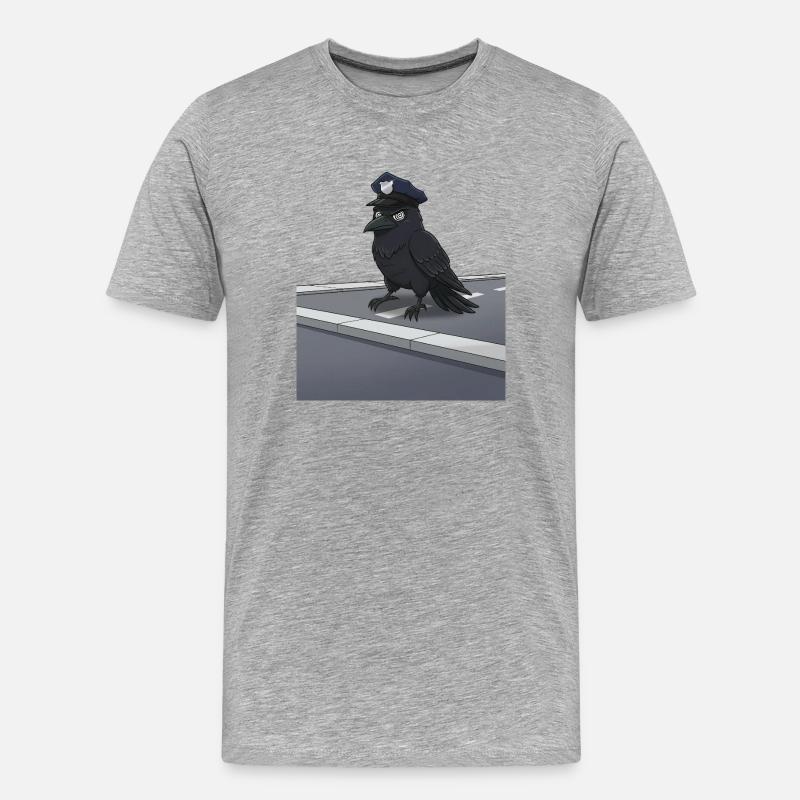 Rabe als Polizeibeamter auf Straße - Männer Premium Bio T-Shirt - Grau meliert