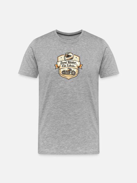 Zwei Räder Ein Leben - Männer Premium Bio T-Shirt - Grau meliert